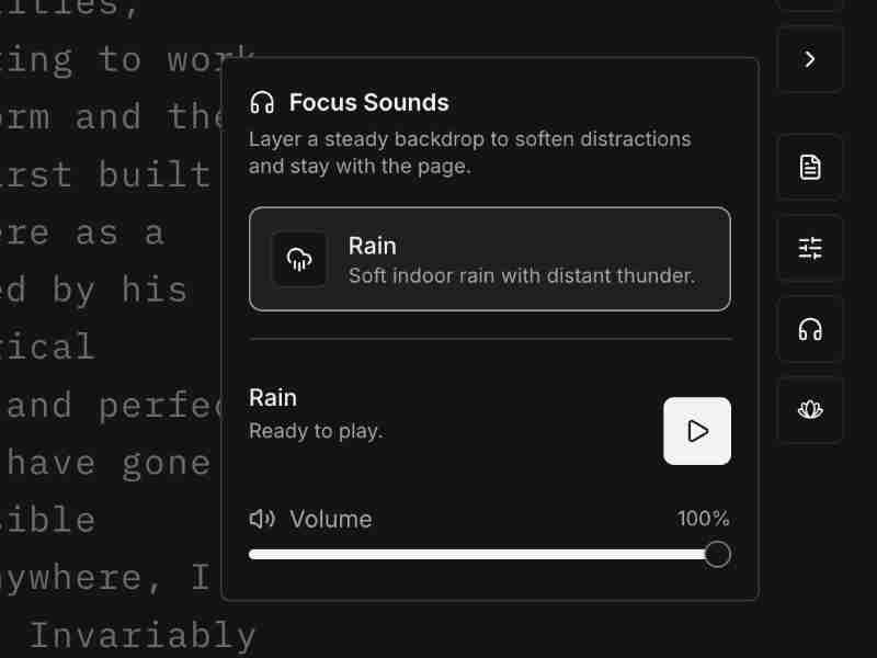 Ambient rain sound screenshot